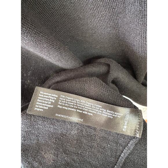 Eileen Fisher Organic Linen Cotton Square Pocket Top Black Size M - Picture 6 of 6